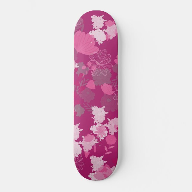 Skateboard flor rosa (Anverso)
