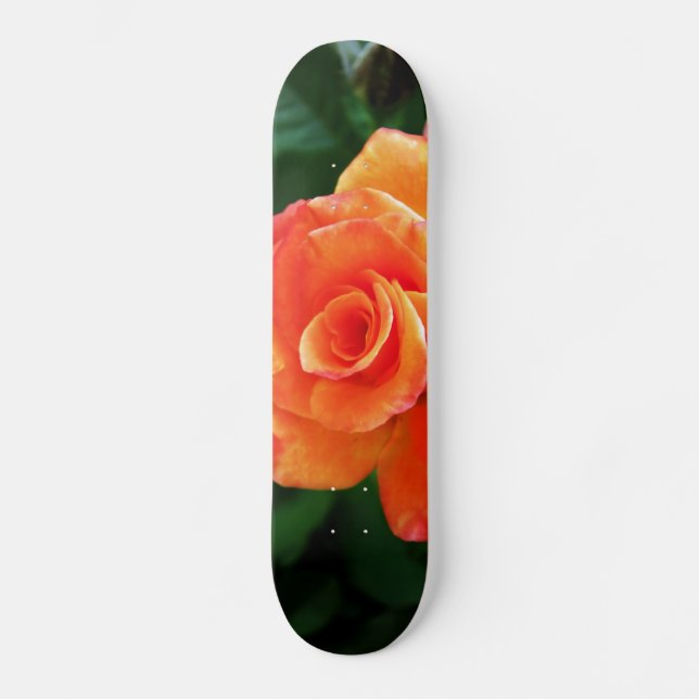 Skateboard flor rosa naranja (Anverso)