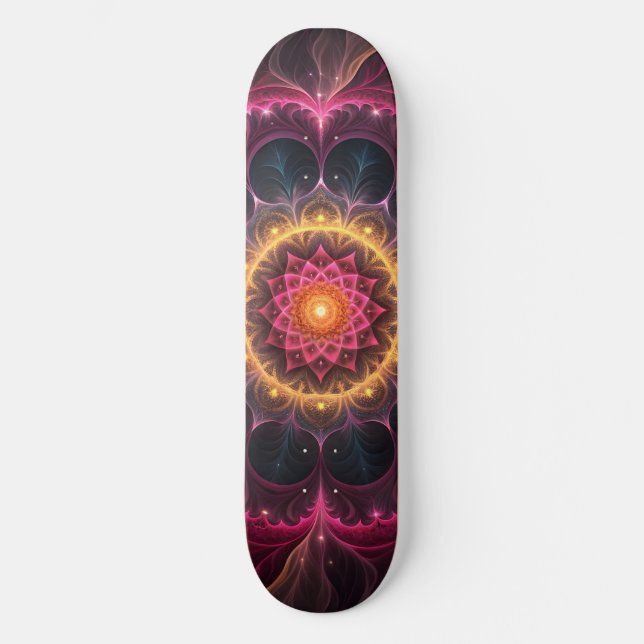 Skateboard Flor transversal luminosa | Diseño de arte espirit (Anverso)