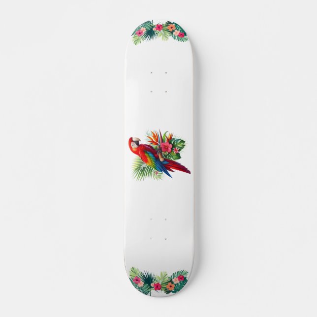 Skateboard Flor tropical de macao rojo (Anverso )