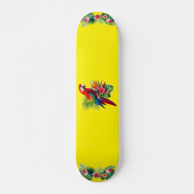 Skateboard Flor tropical de macao rojo (Anverso )