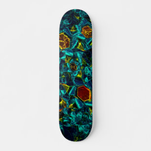 Skateboard Flor virtual em azul gradiente, estilhaçada