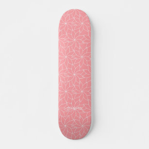 Skateboard Flor y nombre rosados