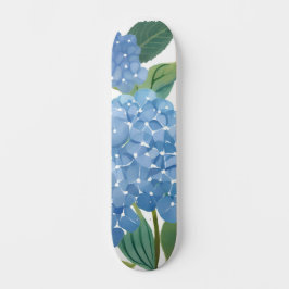 Skateboard Flora acuarela de hidráneas azules