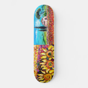 Skateboard FLORA EN TUSCANIA, rosa amarillo verde rojo