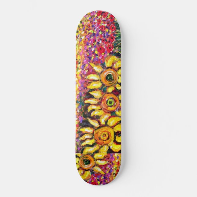 Skateboard FLORA IN TUSCANY, red green yellow pink (Anverso)