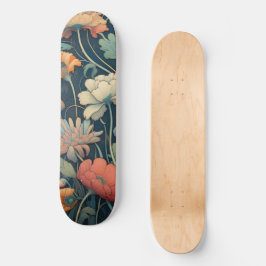 Skateboard Floral azul marino