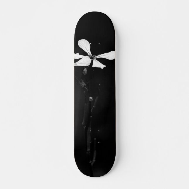 Skateboard floral blanca y negra mínima (Anverso )