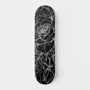 Skateboard Floral blanca y negra pintar tu propia cubierta