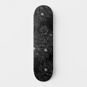 Skateboard Floral blanca y negra pintar tu propia cubierta