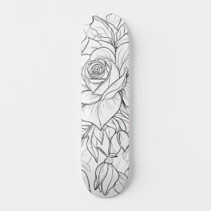 Skateboard Floral blanca y negra pintar tu propia cubierta