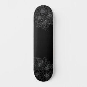 Skateboard Floral blanca y negra pintar tu propia cubierta
