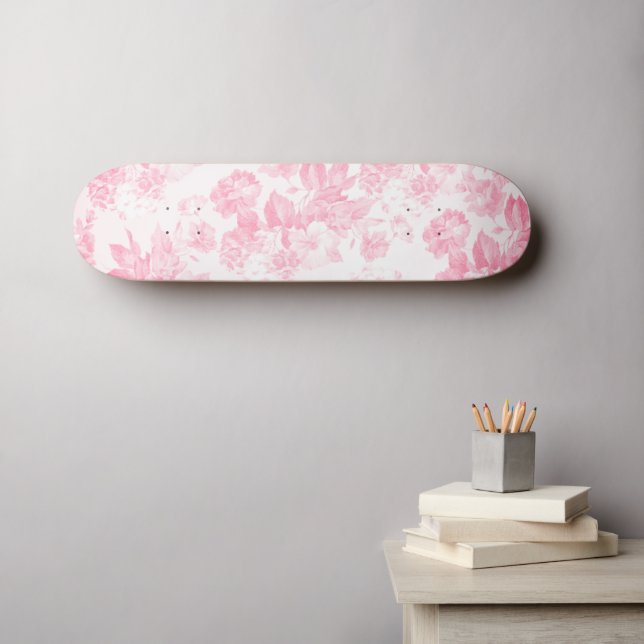 Skateboard floral bohemia rosa elegante de Rubor (Arte de pared (horz))