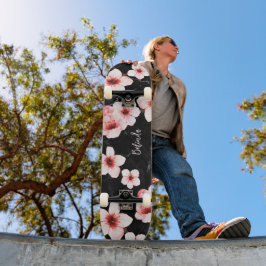 Skateboard Floral Cerezo Blossom Monograma Black Pink Girona