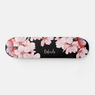 Skateboard Floral Cerezo Blossom Monograma Black Pink Girona