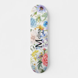 Skateboard Floral con nombre