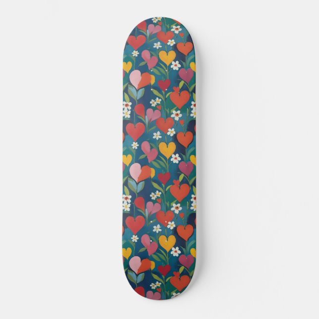 Skateboard Floral de corazón lúgubre (Anverso)