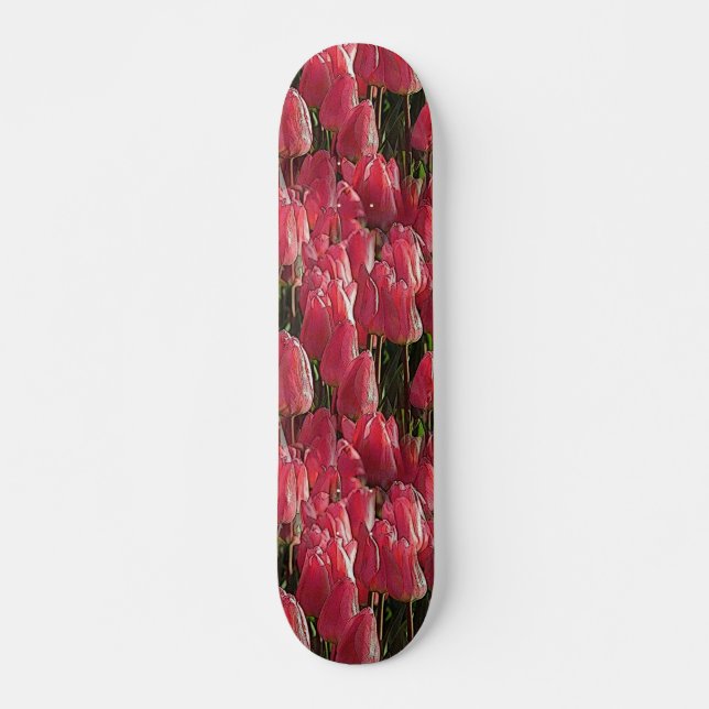 Skateboard Floral de tulipanes rosados (Anverso )