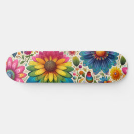 Skateboard Floral Hippie Arcoíris Retro