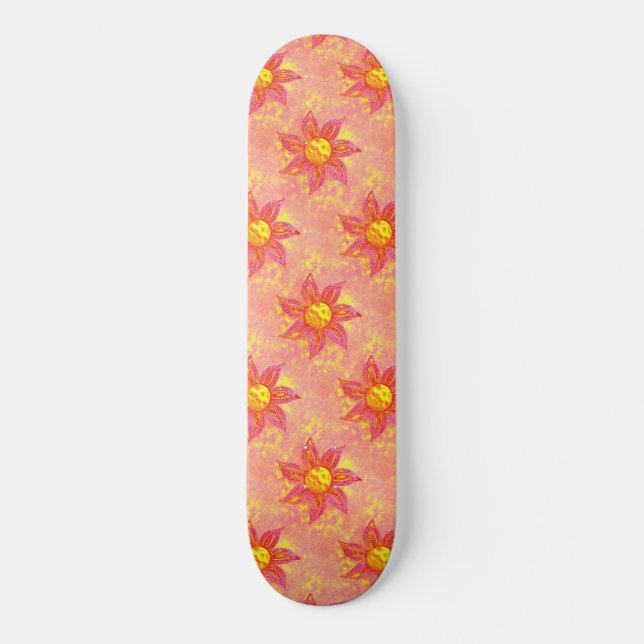 Skateboard Floral rosada (Anverso)