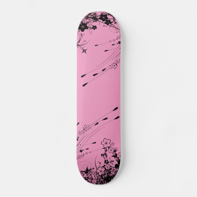 Skateboard floral rosado (Anverso)