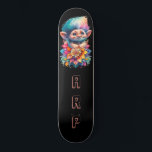 Skateboard *~* Floral Sweet Troll AP89 Neon Rainbow Initials<br><div class="desc">(Código de búsqueda AP89 para elementos Troll y AP88 para elementos de temas medievales) Transferir fácilmente a otros productos Zazzle. Skateboard de fondo NEGRO. Los colores brillantes del NARCOR del arcoiris simplemente emiten las imágenes de TROLL y LETRAS. Personalizar / Personaliza tus INICIALES / MONOGRAM. Whimsical Cute divertido Long Hair...</div>
