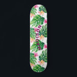Skateboard Floral tropical moderna Girona personalizada<br><div class="desc">El Tropical Floral Modern Girly Personalized Skateboard cuenta con un colorido fondo floral tropical moderno con su nombre personalizado en escritura violeta moderna. Personalice editando el texto en el cuadro de texto proporcionado. Diseñado por ©Evco Studio www.zazzle.com/store/evcostudio</div>