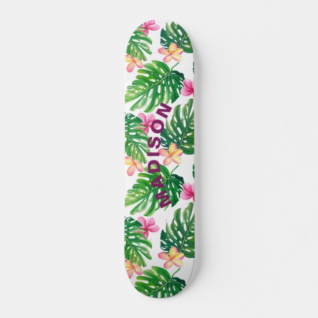 Skateboard Floral tropical moderna Girona personalizada (Anverso )