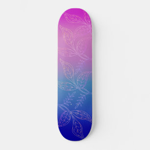 Skateboard Floral tropical oscuro Ombre frambuesa azul Verde 