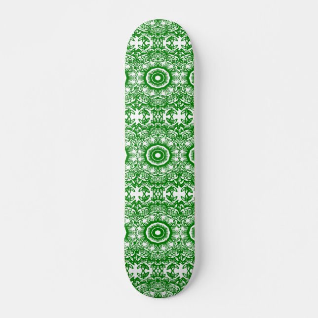 Skateboard Floral verde y blanca (Anverso )