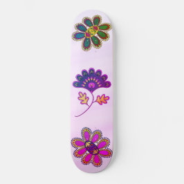 Skateboard Floral vibrante rosa Ombre Pastel