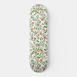 Skateboard Flores acuarelas en vides trepando hojas patter