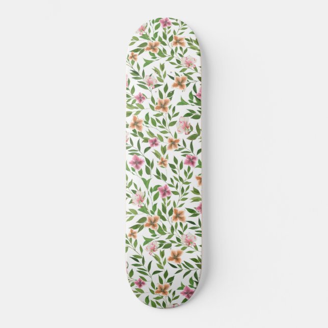 Skateboard Flores acuarelas en vides trepando hojas patter (Anverso)