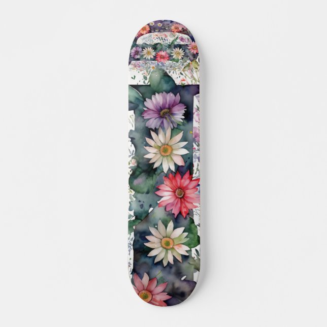 Skateboard Flores acuáticas de Bonito personalizadas Monogram (Anverso )