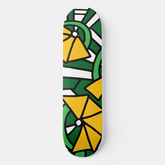 Skateboard Flores amarillas Doodle Art (Anverso)