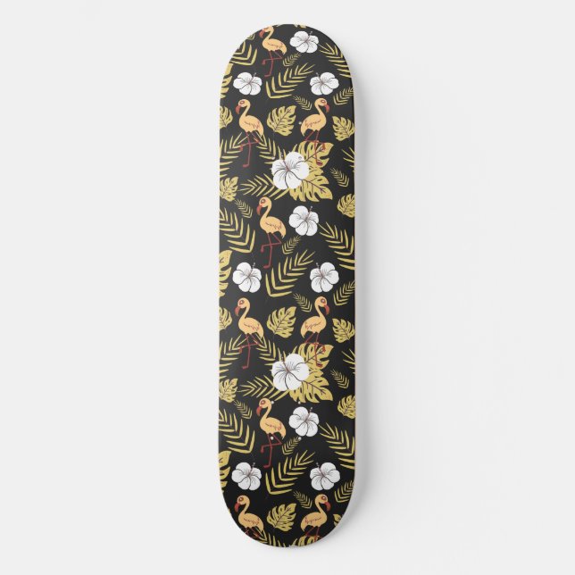 Skateboard Flores amarillas y blancas sin costura (Anverso)