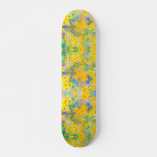 Skateboard Flores Amarillas y Rojas Bonitas con Turquesa