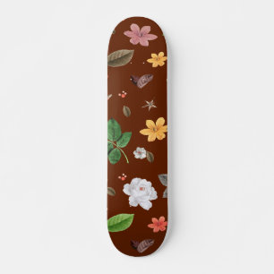 Skateboard Flores amarillas y rosas blancas 12