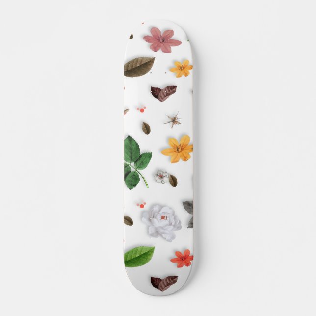 Skateboard Flores amarillas y rosas blancas 15 (Anverso )
