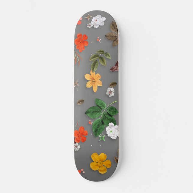Skateboard Flores amarillas y rosas blancas 16 (Anverso)