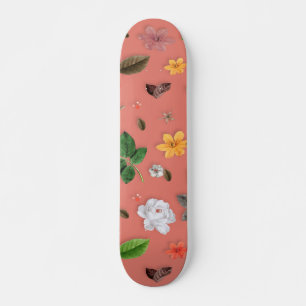 Skateboard Flores amarillas y rosas blancas 19