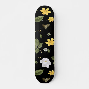 Skateboard Flores amarillas y rosas blancas 2