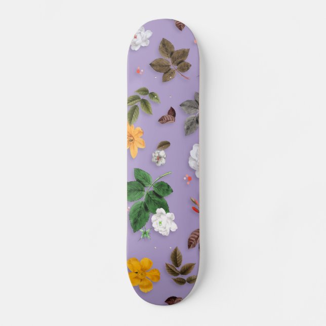 Skateboard Flores amarillas y rosas blancas 21 (Anverso)