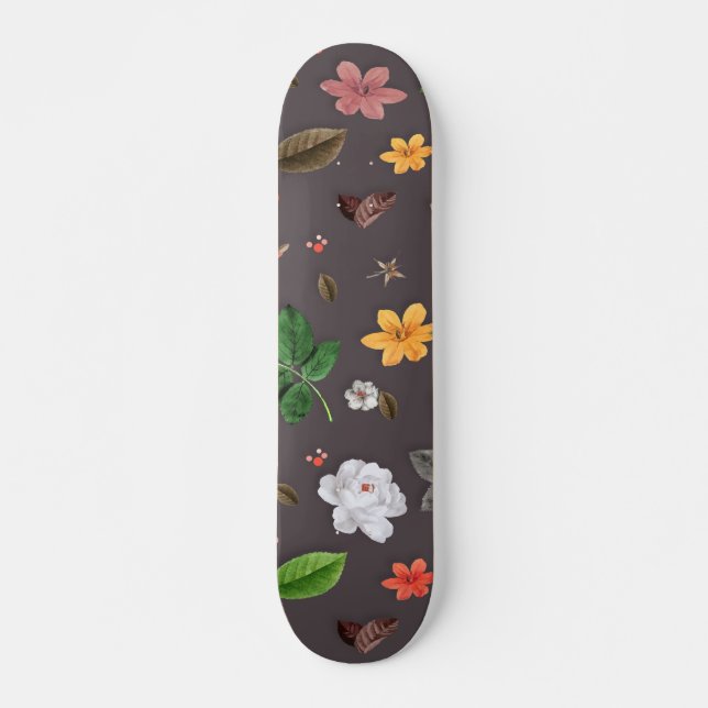 Skateboard Flores amarillas y rosas blancas 26 (Anverso )