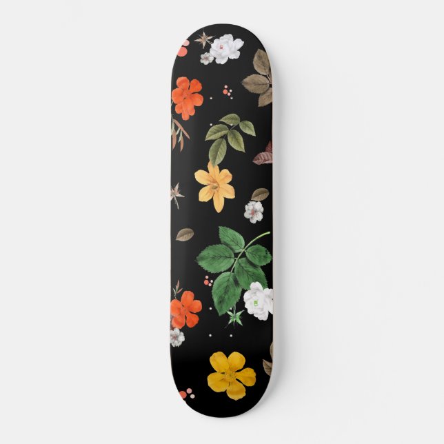 Skateboard Flores amarillas y rosas blancas 8 (Anverso)