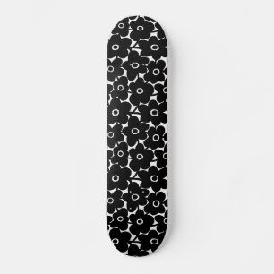 Skateboard Flores audaces - Negro sobre blanco