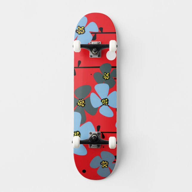 Skateboard Flores azules (Anverso)