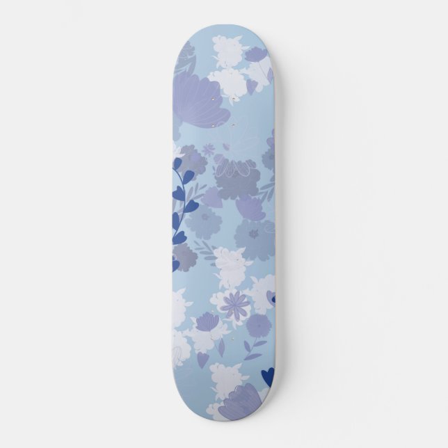 Skateboard Flores azules (Anverso)