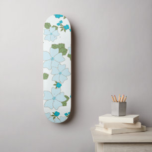Skateboard Flores Azules, Patrón Floral, Patrón De Flores