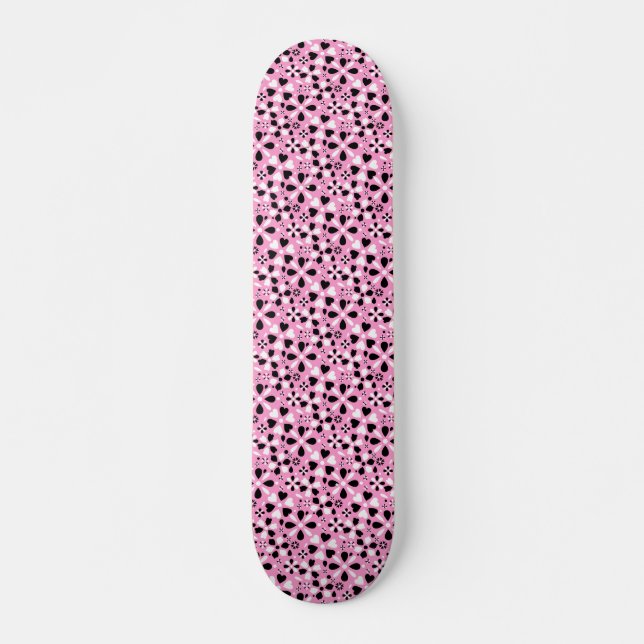 Skateboard Flores blancas negras lindas (Anverso )
